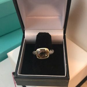 Gold & silver David Yurman ring with yellow topaz